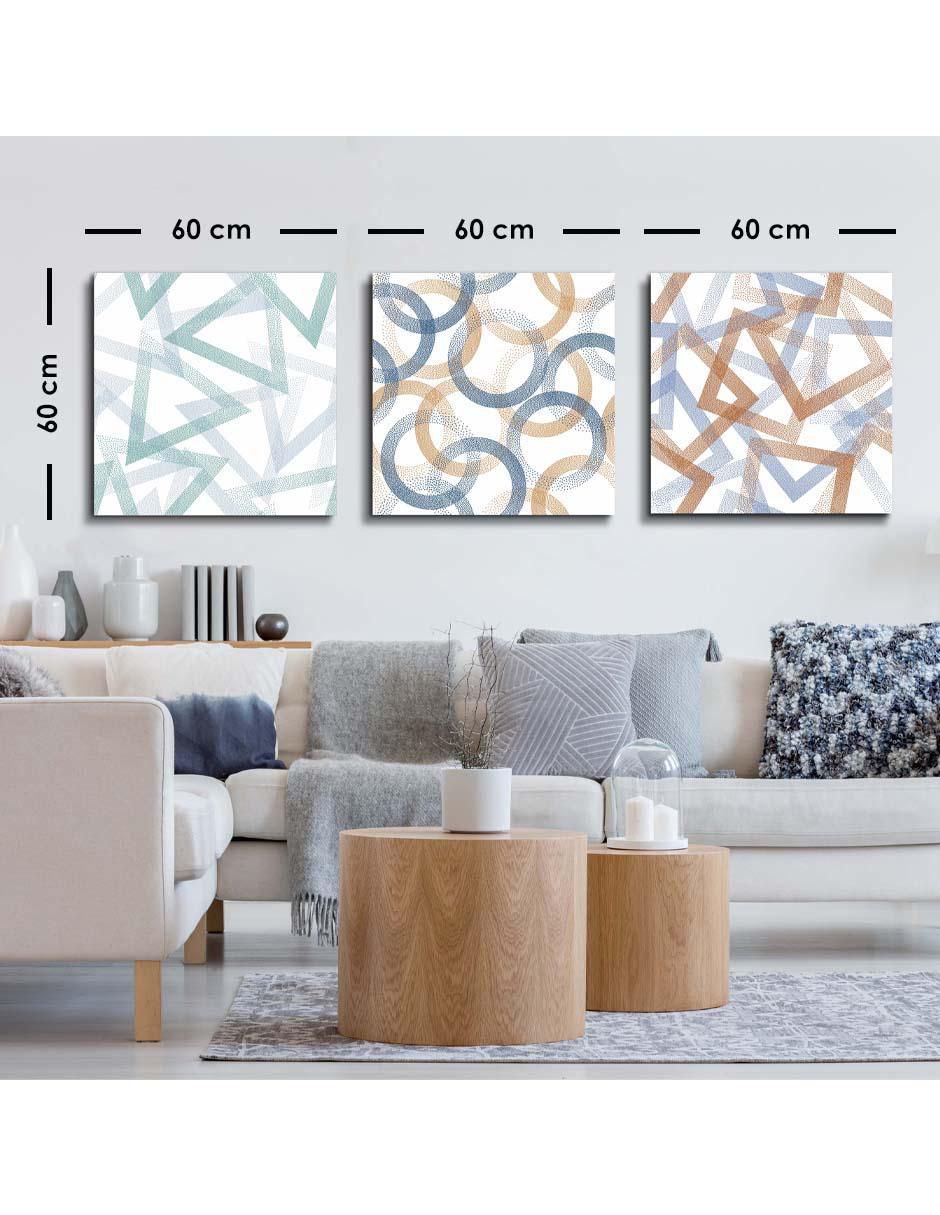 Cuadro decorativo set de repetición patrones geométricos con barniz a registro 5