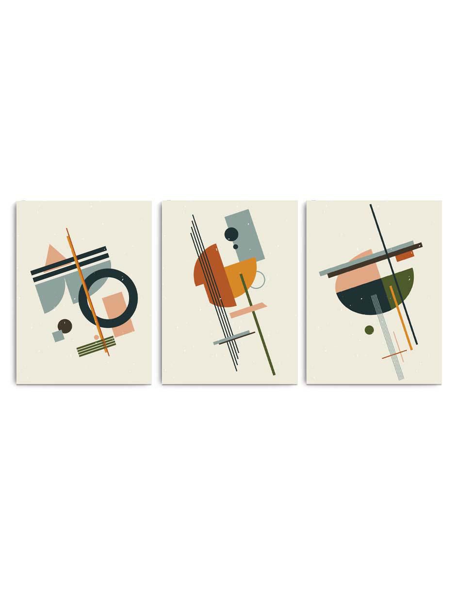 Cuadro decorativo set de trazos coloridos minimalistas con barniz a registro