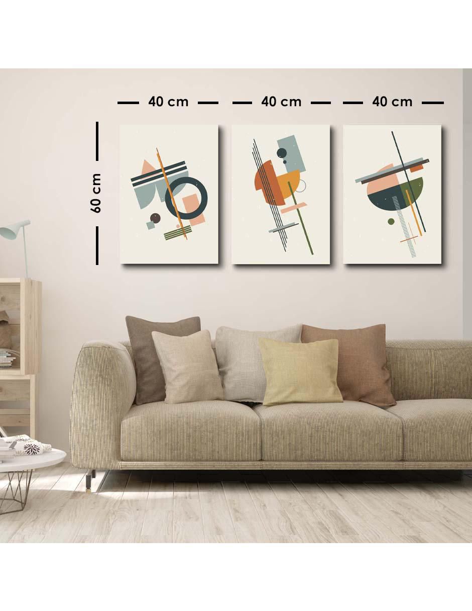 Cuadro decorativo set de trazos coloridos minimalistas con barniz a registro 5