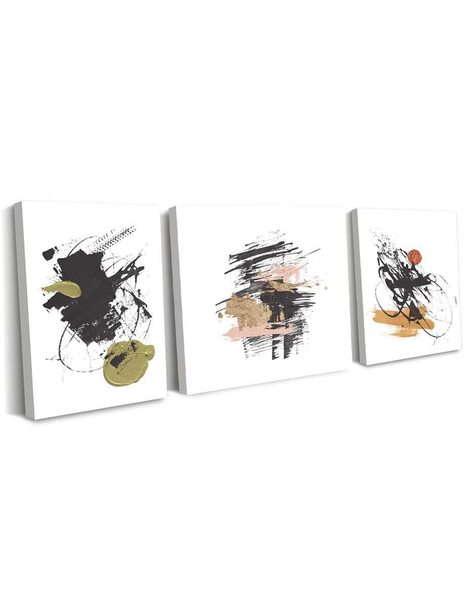 Cuadro decorativo set de tintas abstractas con barniz a registro 2