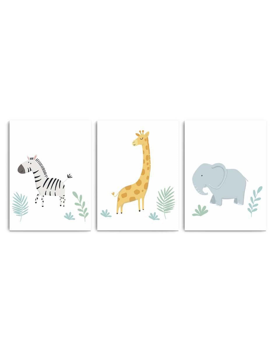 Cuadro decorativo set de zoológico genial encantador con barniz a registro