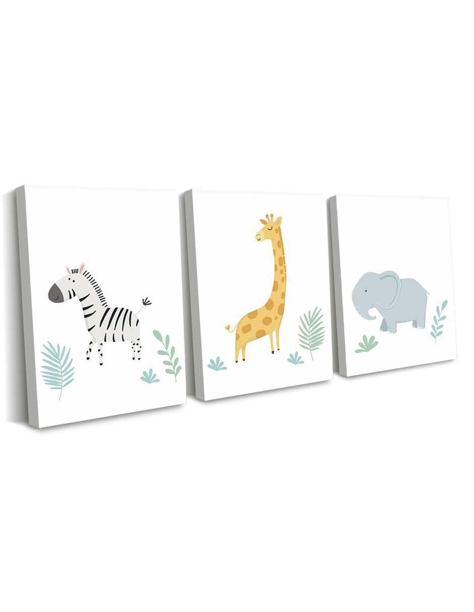 Cuadro decorativo set de zoológico genial encantador con barniz a registro 2