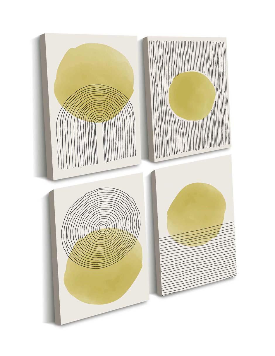 Cuadro decorativo set de atardecer minimalista con barniz a registro