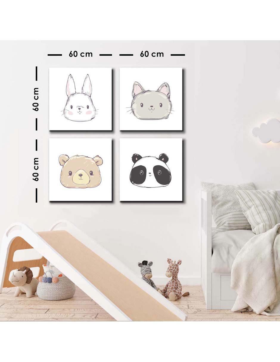 Cuadro decorativo set de animales caricatura amigables con barniz a registro 5