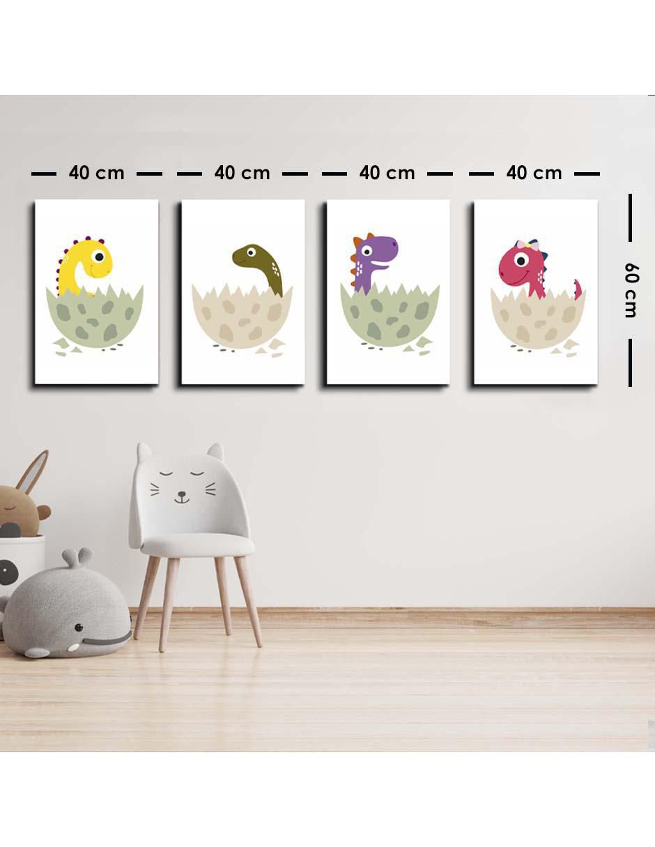 Cuadro decorativo set de dinosaurios en cascarón con barniz a registro 5