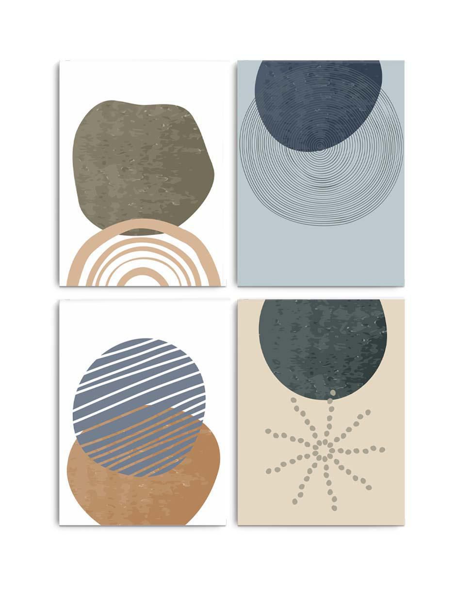 Cuadro decorativo set de manchas minimalistas varios colores con barniz a registro