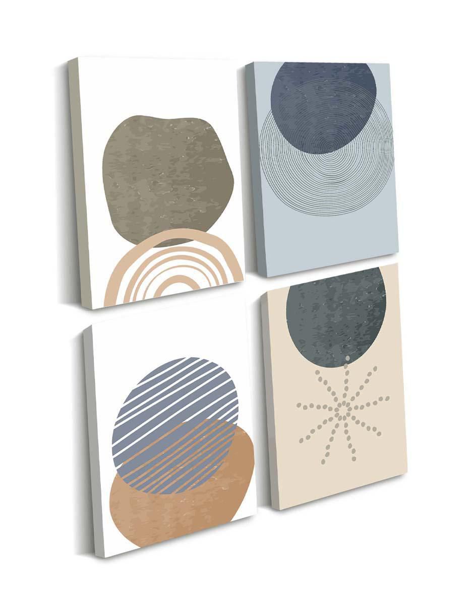 Cuadro decorativo set de manchas minimalistas varios colores con barniz a registro