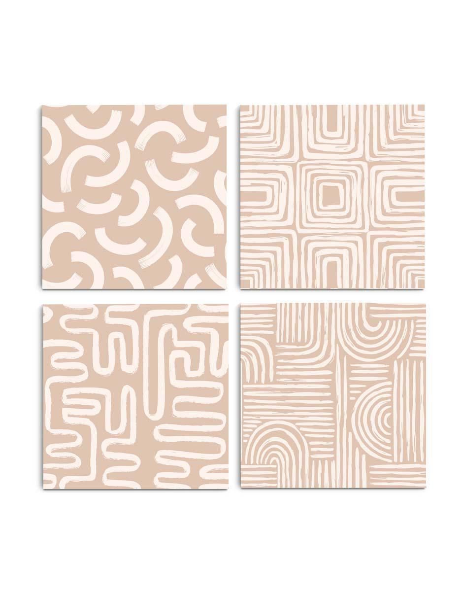 Cuadro decorativo set de patrones contemporáneos con barniz a registro