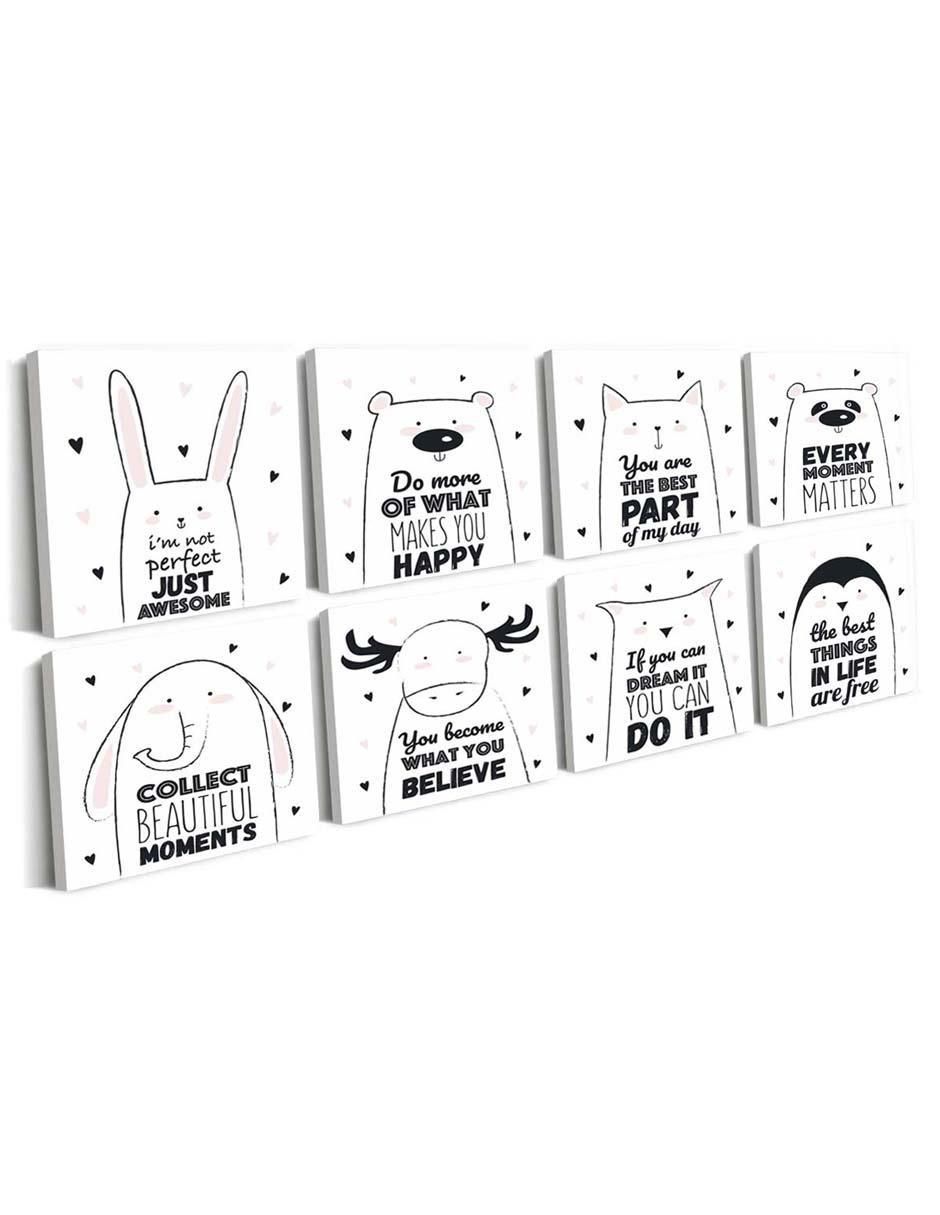 Cuadro decorativo familia animalitos alegres con barniz a registro 2
