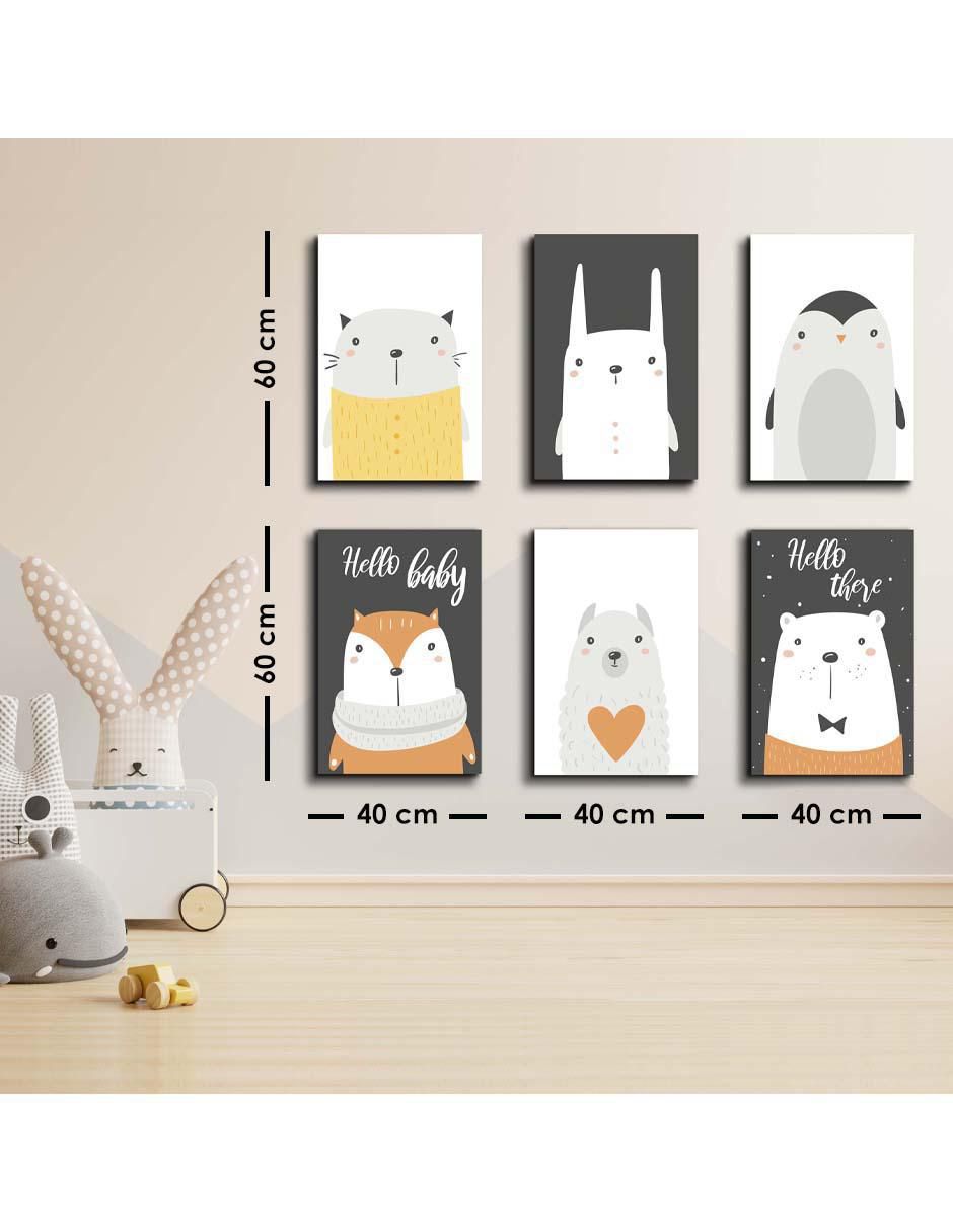 Cuadro decorativo animalitos hogareños para bebés con barniz a registro 5