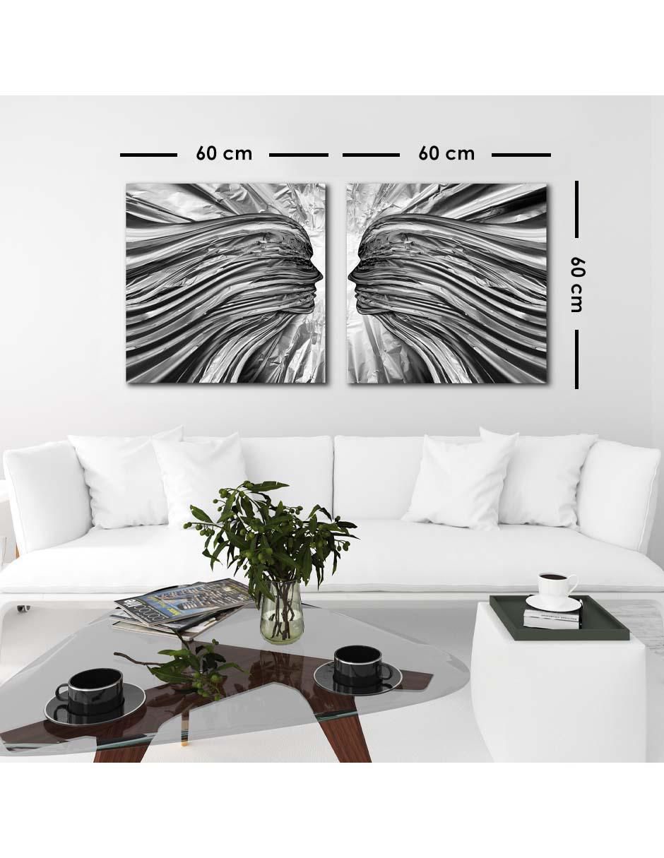Cuadro decorativo canvas art set de seres dobles con barniz a registro