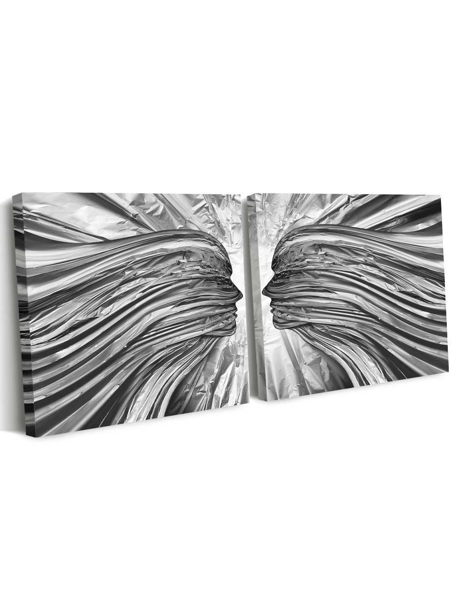 Cuadro decorativo canvas art set de seres dobles con barniz a registro