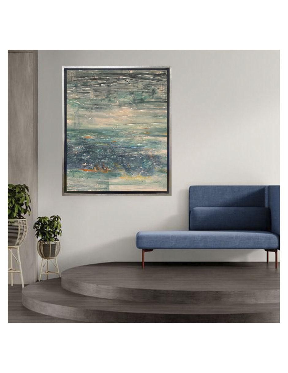 Pintura Imagine técnica acrílico Marco hoja de plata 4