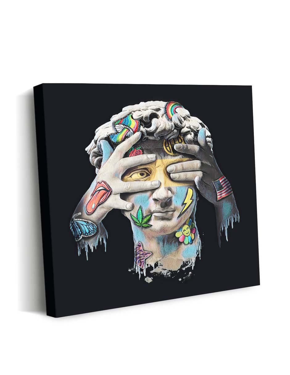 Cuadro decorativo canvas art david pop art con barniz a registro