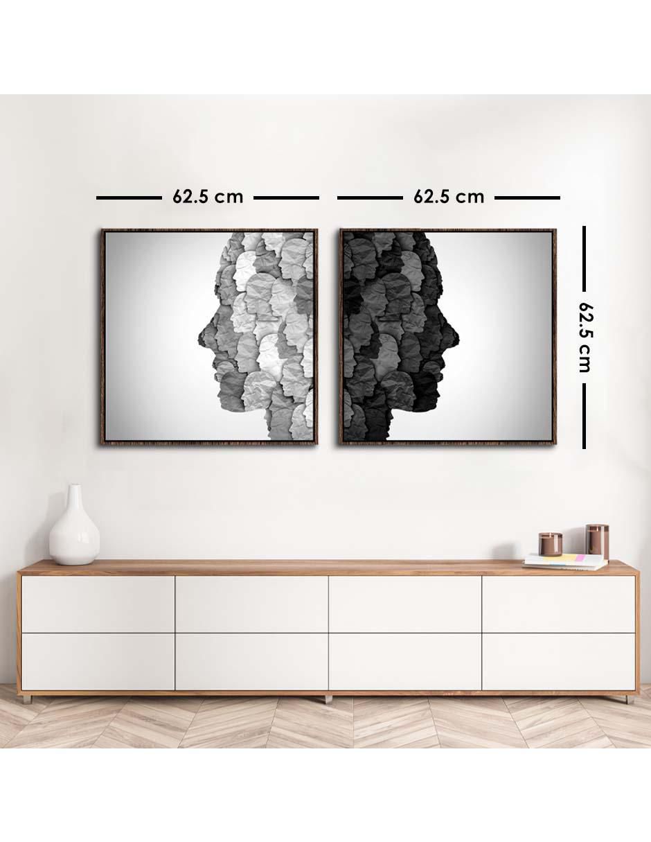 Cuadro decorativo set de caras duales grises con barniz a registro 6