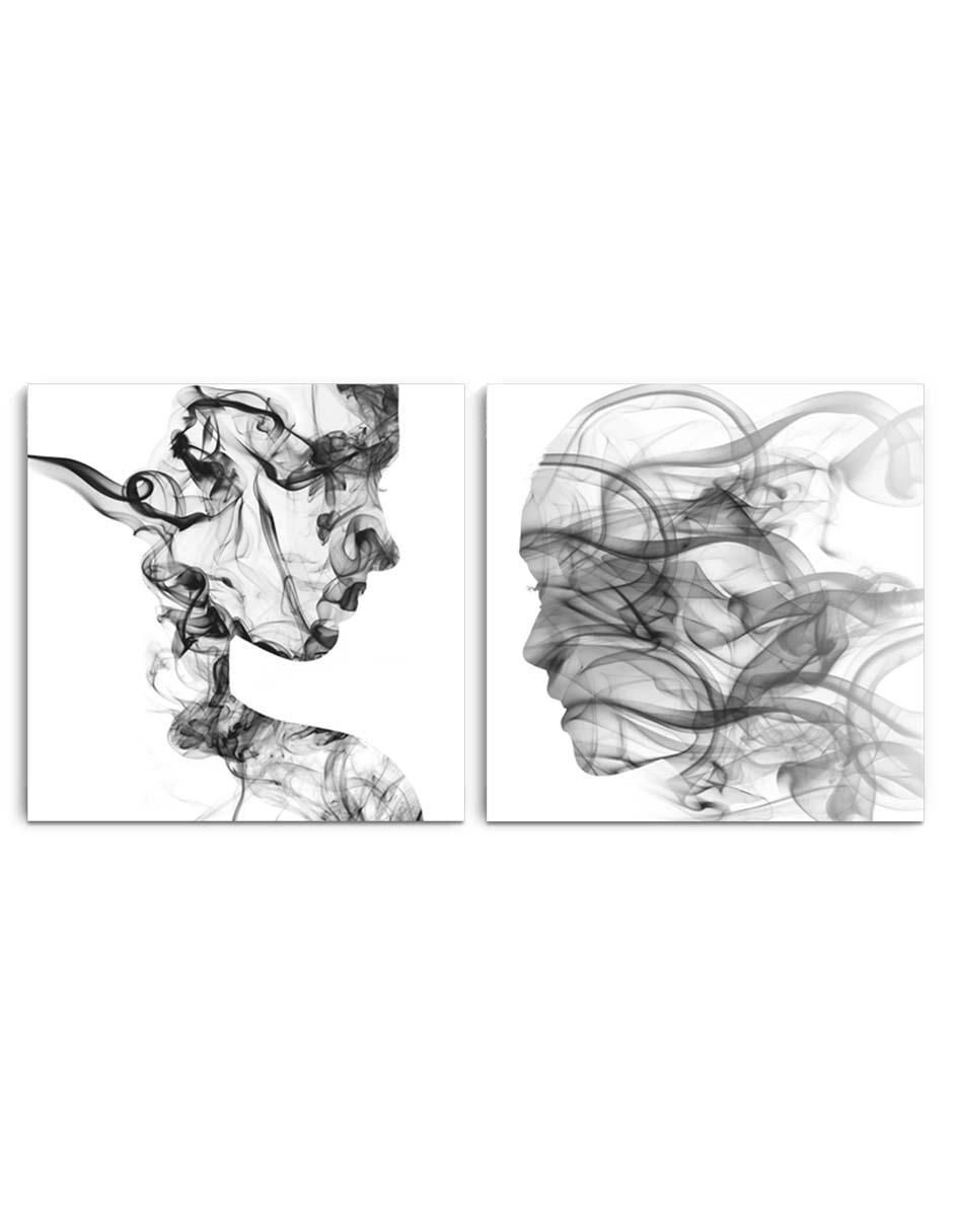 Cuadro decorativo canvas art set de figuras humanas de humo con barniz a registro