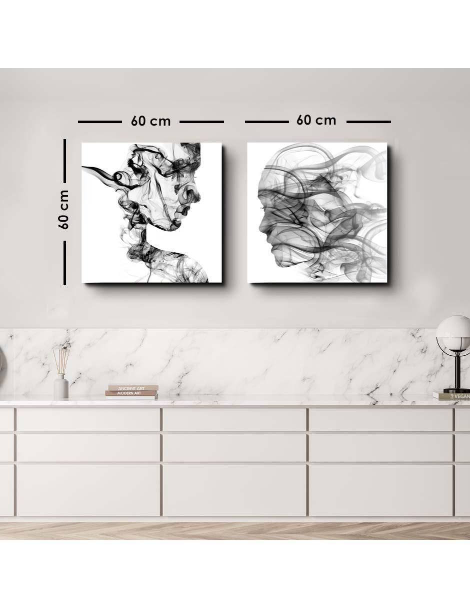 Cuadro decorativo canvas art set de figuras humanas de humo con barniz a registro