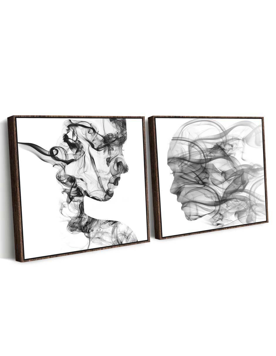 Cuadro decorativo set de figuras humanas de humo con barniz a registro 2