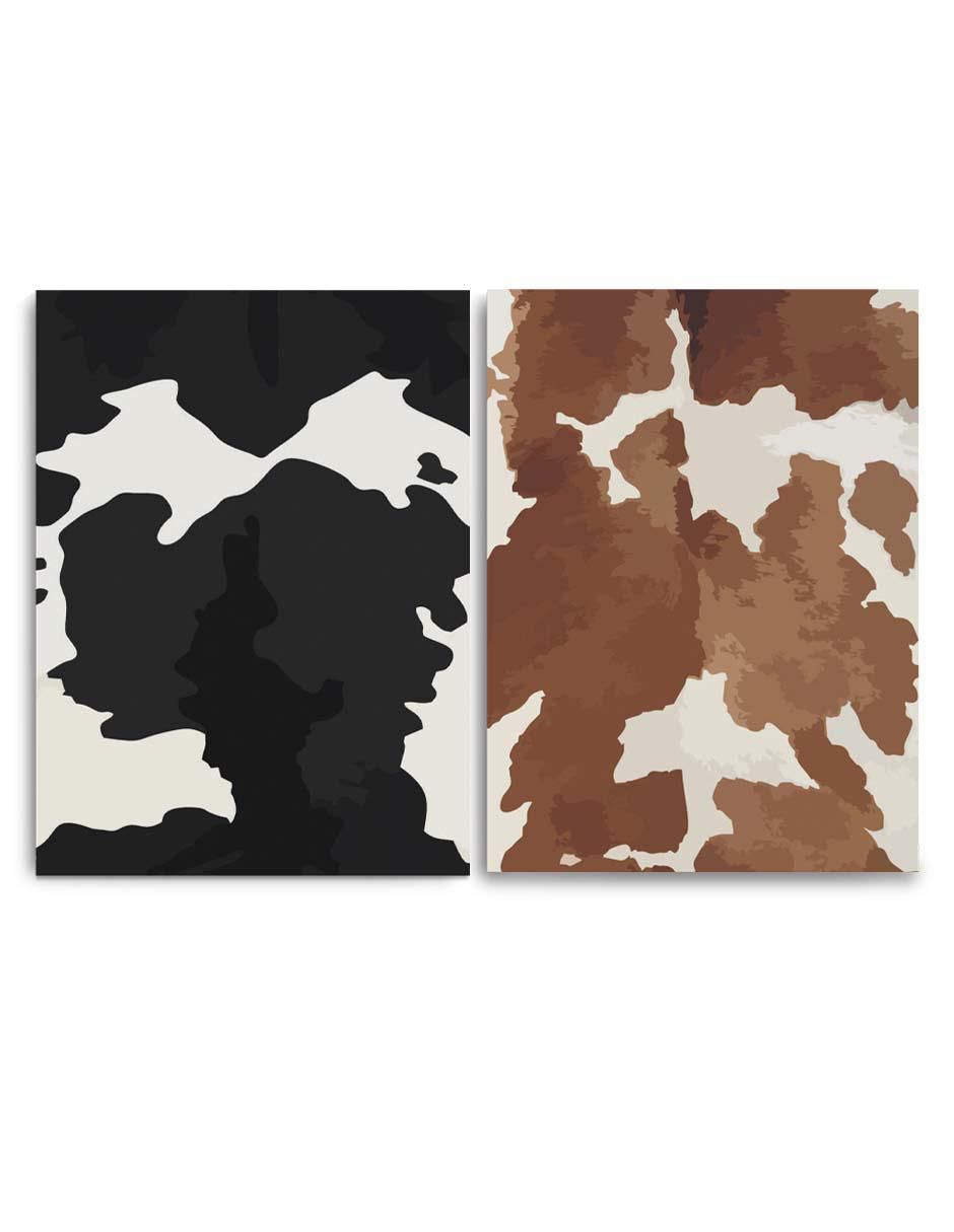 Cuadro decorativo canvas art set de piel de vaca con barniz a registro