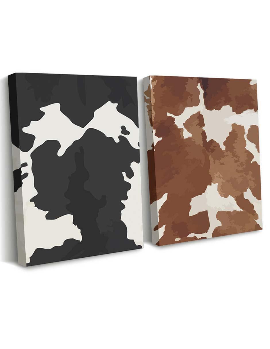 Cuadro decorativo canvas art set de piel de vaca con barniz a registro
