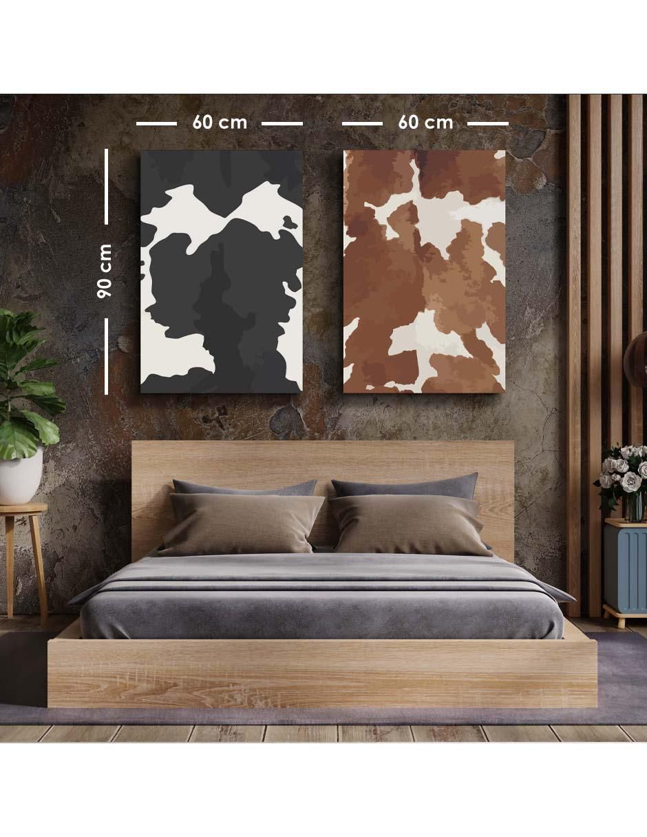 Cuadro decorativo canvas art set de piel de vaca con barniz a registro