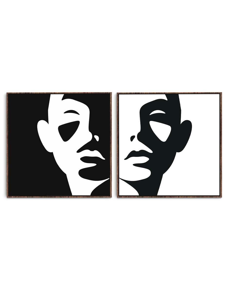 Cuadro decorativo set facial blanco y negro con barniz a registro Cuadro decorativo set facial blanco y negro con barniz a registro