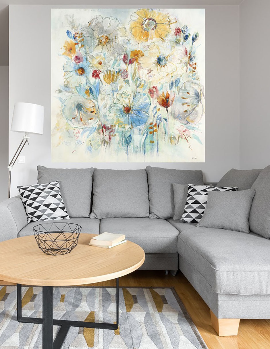 Cuadro decorativo Azul armónico técnica mixta Primavera 4