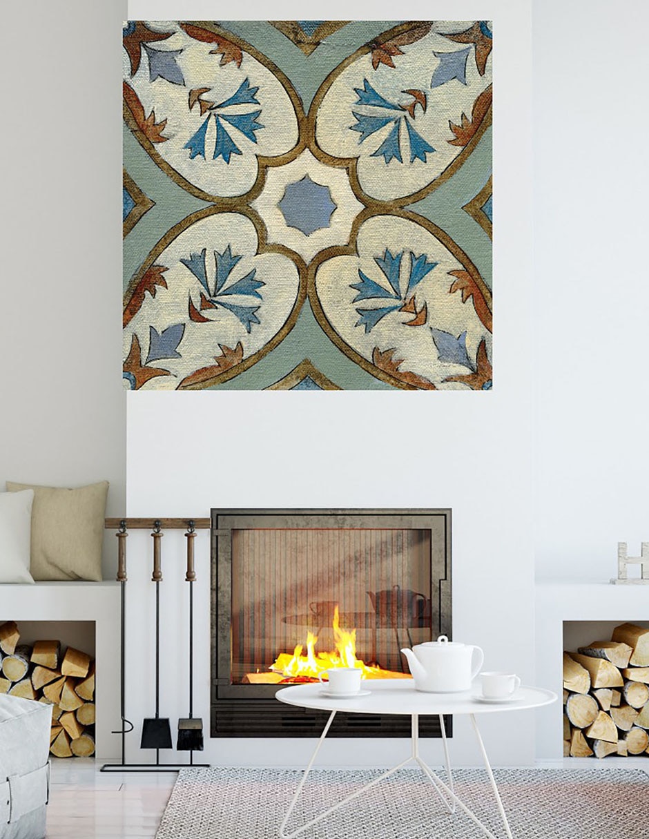 Cuadro decorativo Azulejo del Viejo Mundo IV técnica mixta Símbolos 4
