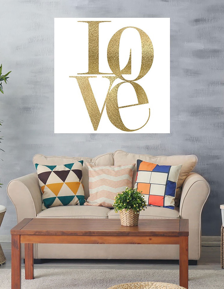 Cuadro decorativo Amor dorado técnica mixta Inspiración 2
