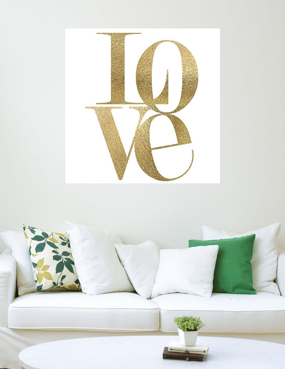 Cuadro decorativo Amor dorado técnica mixta Inspiración 3