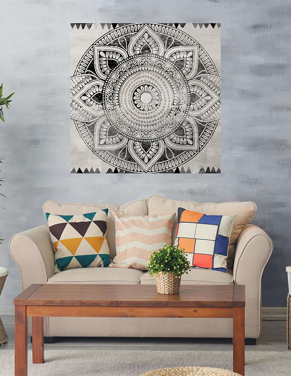Cuadro decorativo Baldosa étnica técnica mixta Símbolos 3