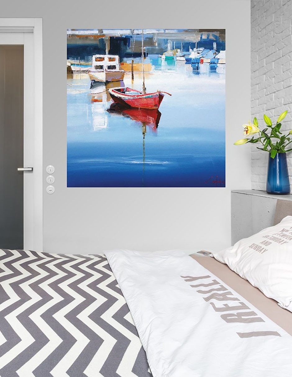 Cuadro decorativo Amarres en Mordialloc técnica mixta Muelles 4