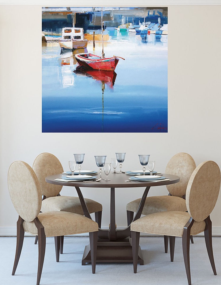 Cuadro decorativo Amarres en Mordialloc técnica mixta Muelles 5