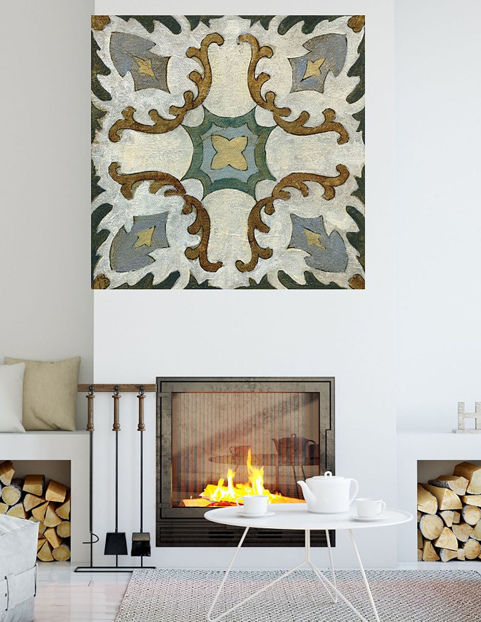 Cuadro decorativo Azulejo del Viejo Mundo I técnica mixta Símbolos 4
