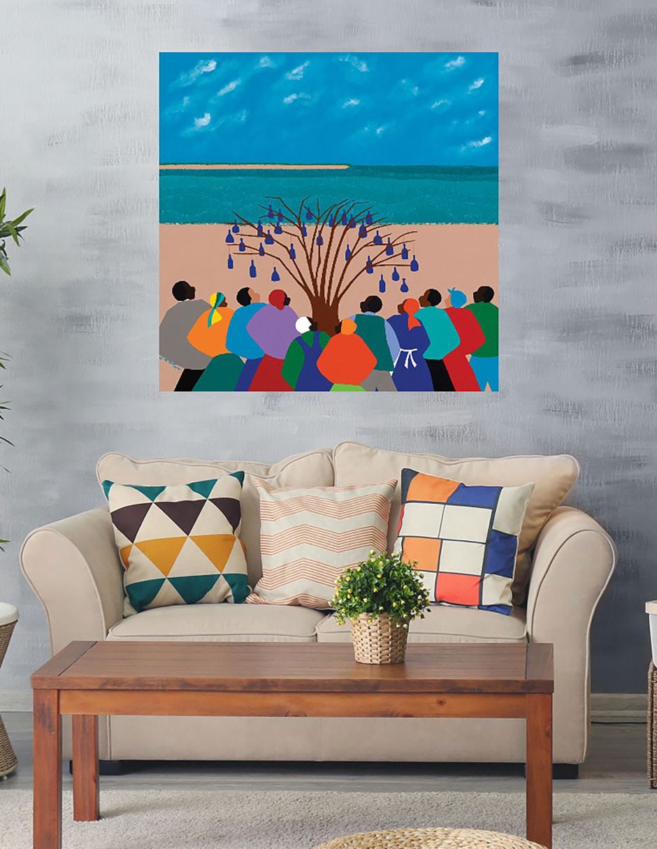 Cuadro decorativo Árbol de botella de Islas Gullah técnica mixta Playas 2