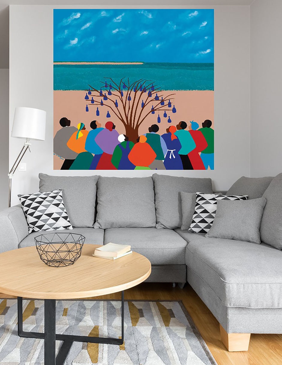 Cuadro decorativo Árbol de botella de Islas Gullah técnica mixta Playas 4