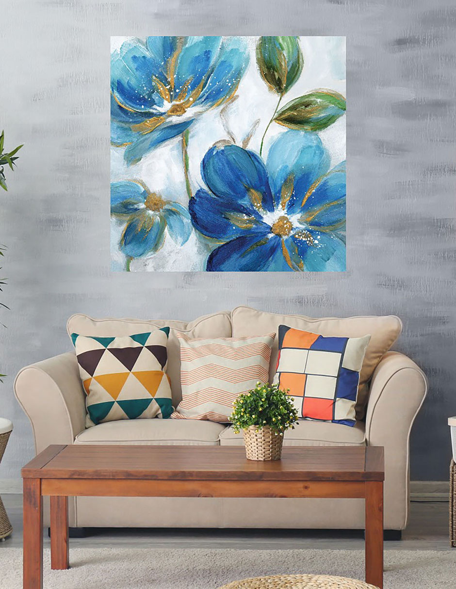 Cuadro decorativo Azules florecientes II técnica mixta Primavera 2