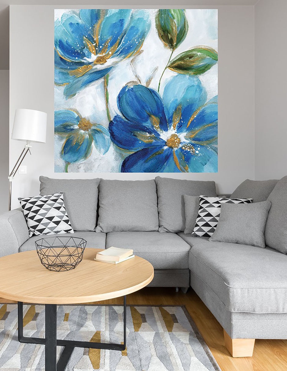Cuadro decorativo Azules florecientes II técnica mixta Primavera 4
