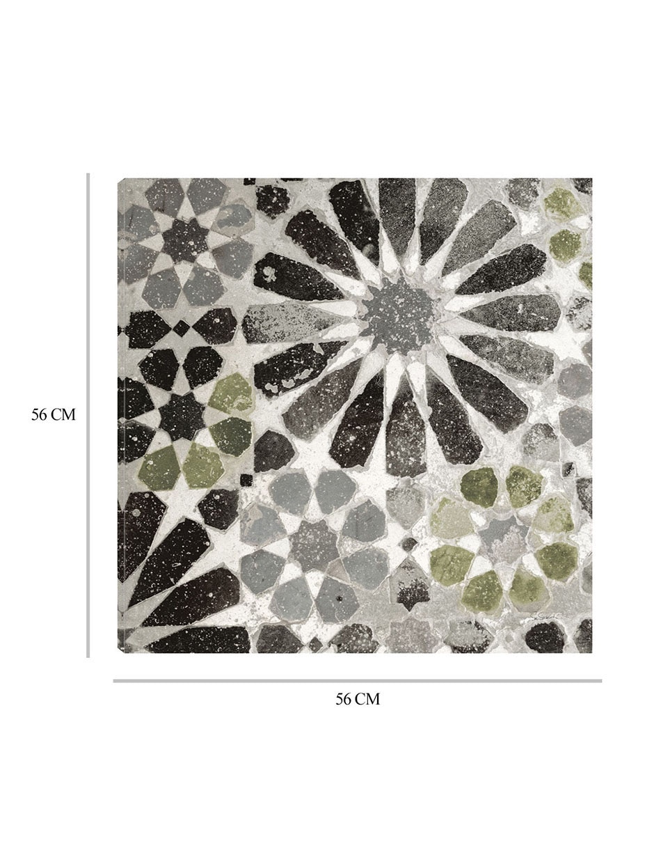 Cuadro decorativo Azulejo verde y gris Alhambra III técnica mixta Formas 3