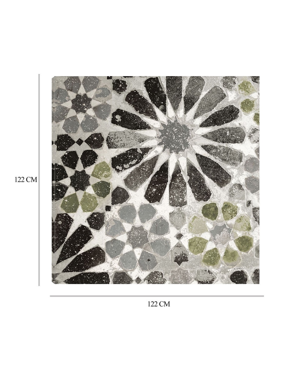 Cuadro decorativo Azulejo verde y gris Alhambra III técnica mixta Formas 8