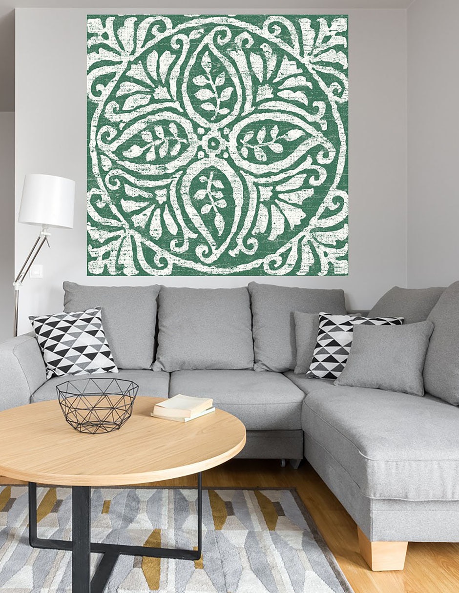 Cuadro decorativo Azulejo verdeo oscuro Amadora IV técnica mixta Formas 4