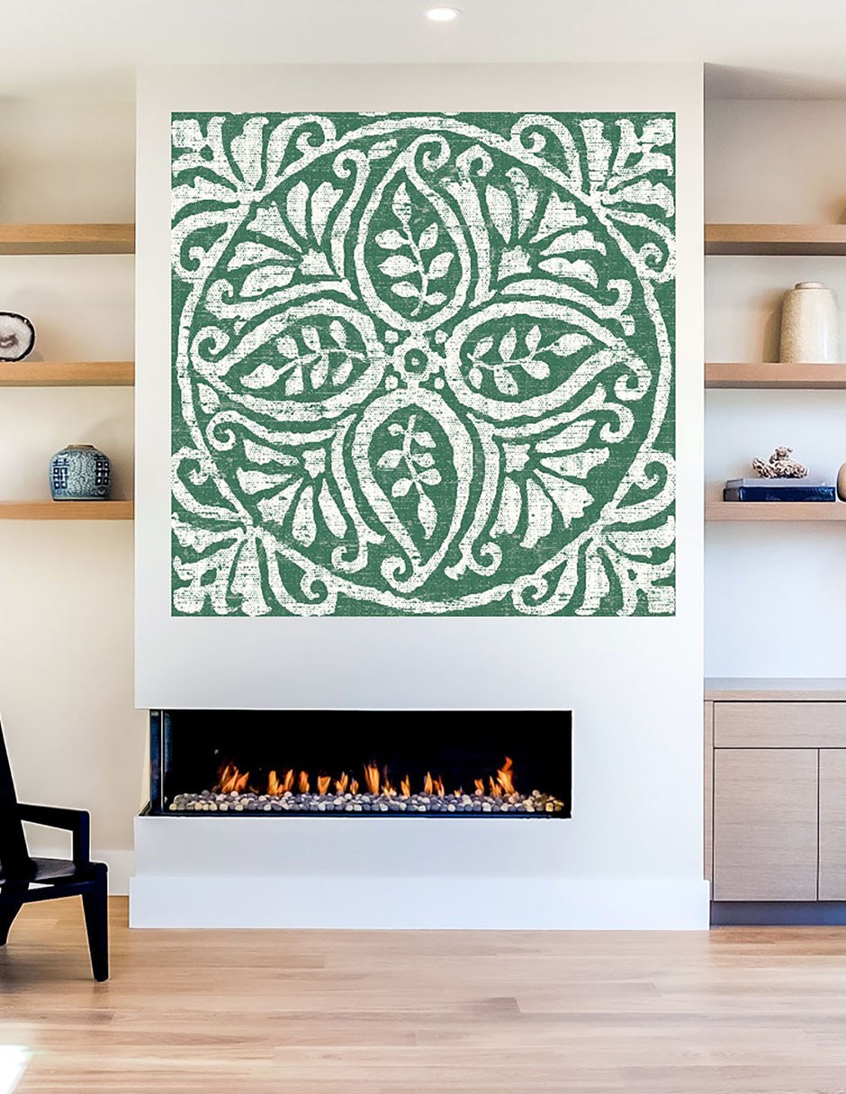Cuadro decorativo Azulejo verdeo oscuro Amadora IV técnica mixta Formas 5