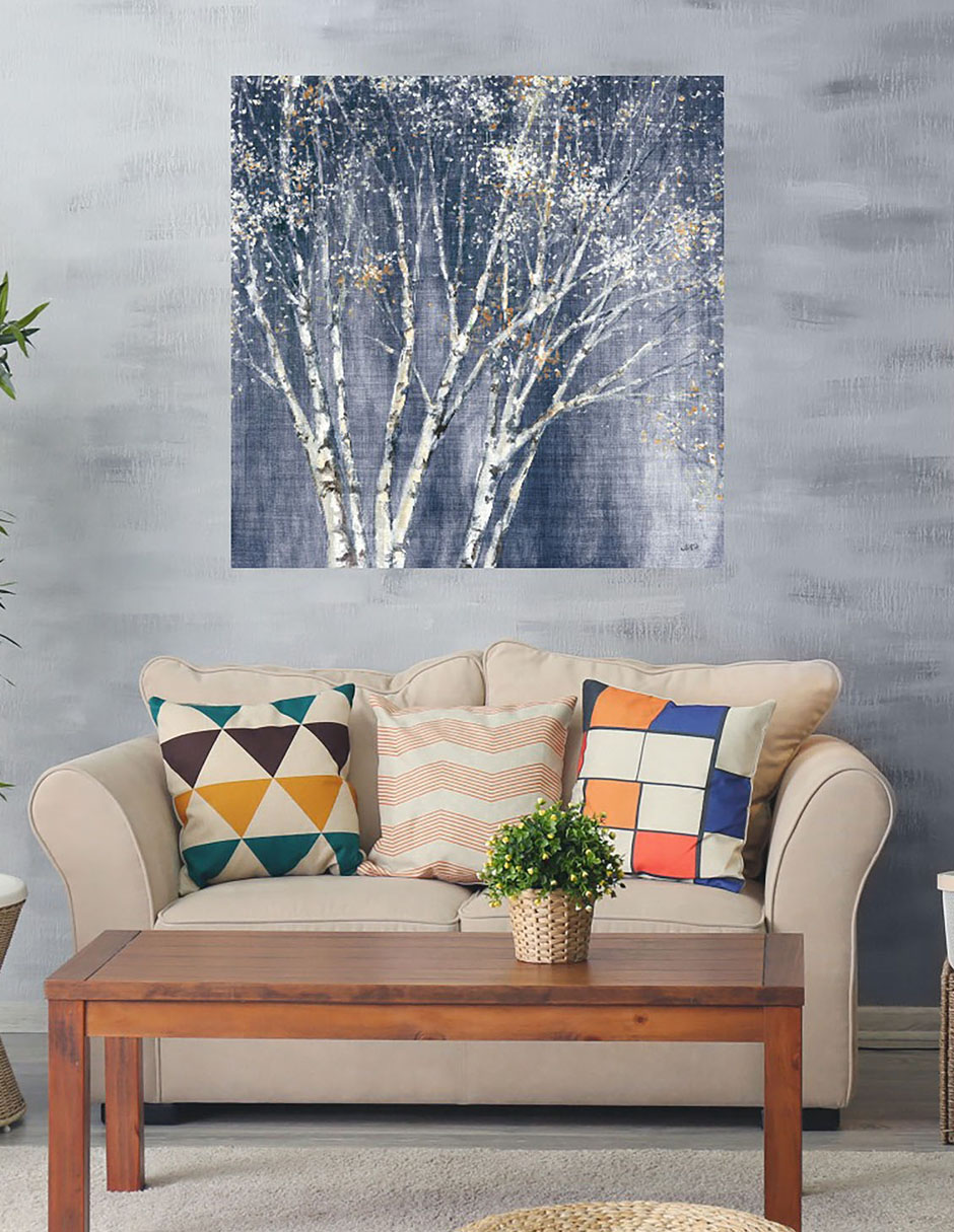 Cuadro decorativo Abedul azul marino técnica mixta Árboles 2