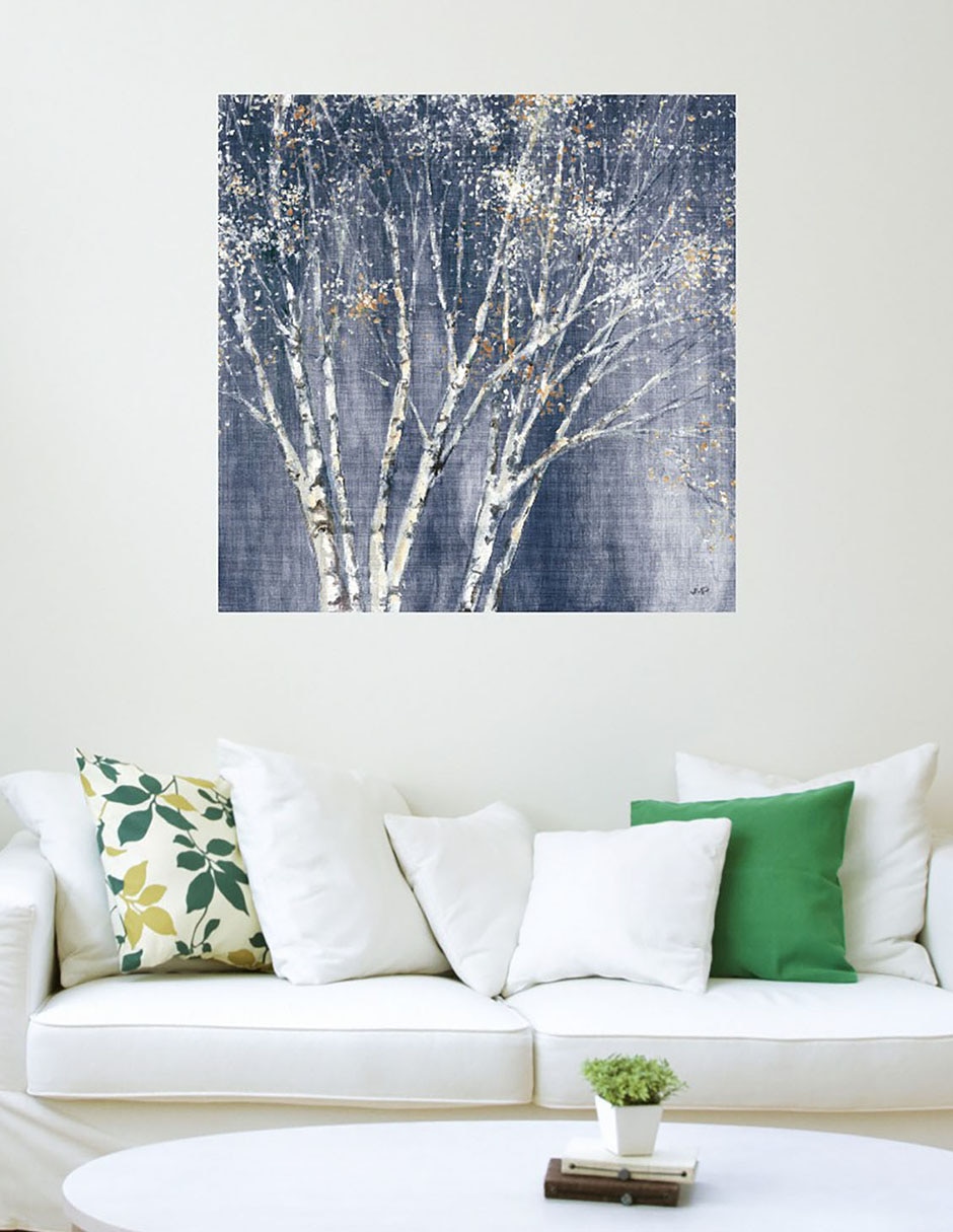 Cuadro decorativo Abedul azul marino técnica mixta Árboles 3