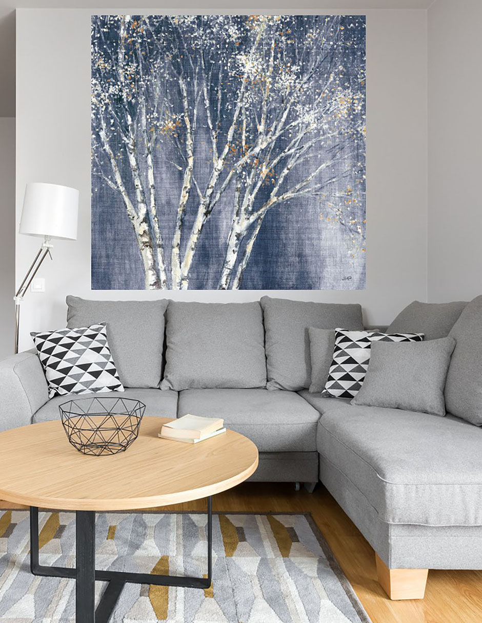 Cuadro decorativo Abedul azul marino técnica mixta Árboles 4