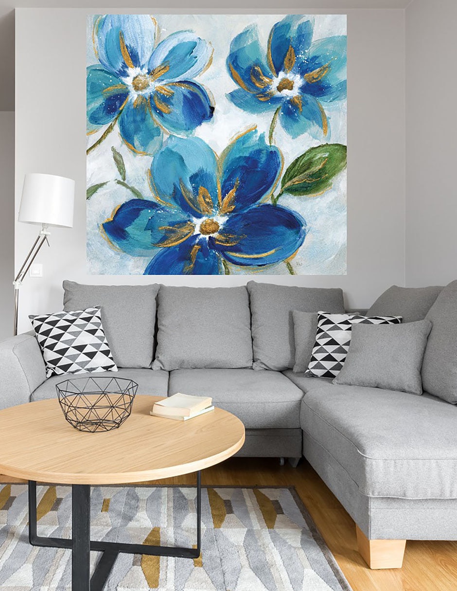 Cuadro decorativo Azules Florecientes I técnica mixta Primavera 4