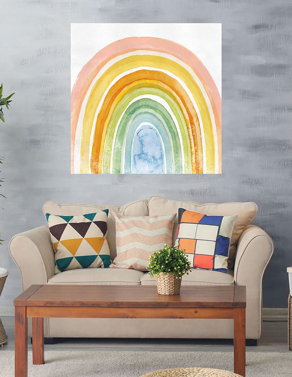 Cuadro decorativo Arcoiris acuarela técnica mixta Formas 2