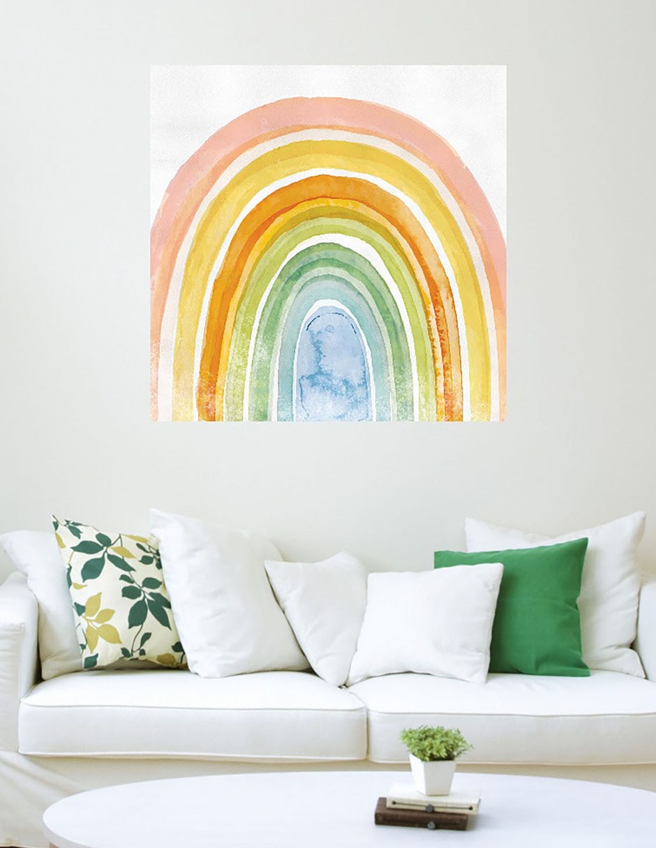 Cuadro decorativo Arcoiris acuarela técnica mixta Formas 3