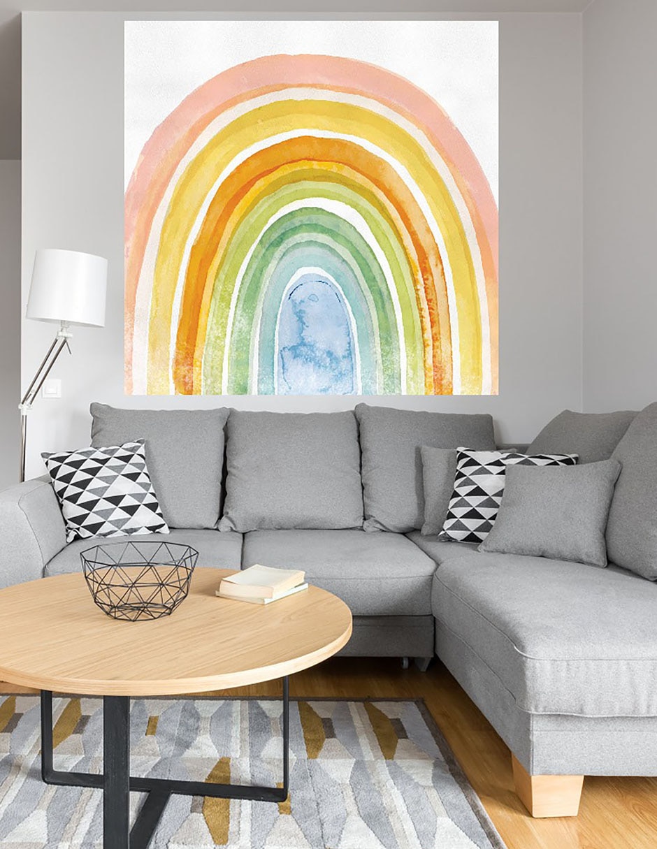 Cuadro decorativo Arcoiris acuarela técnica mixta Formas 4