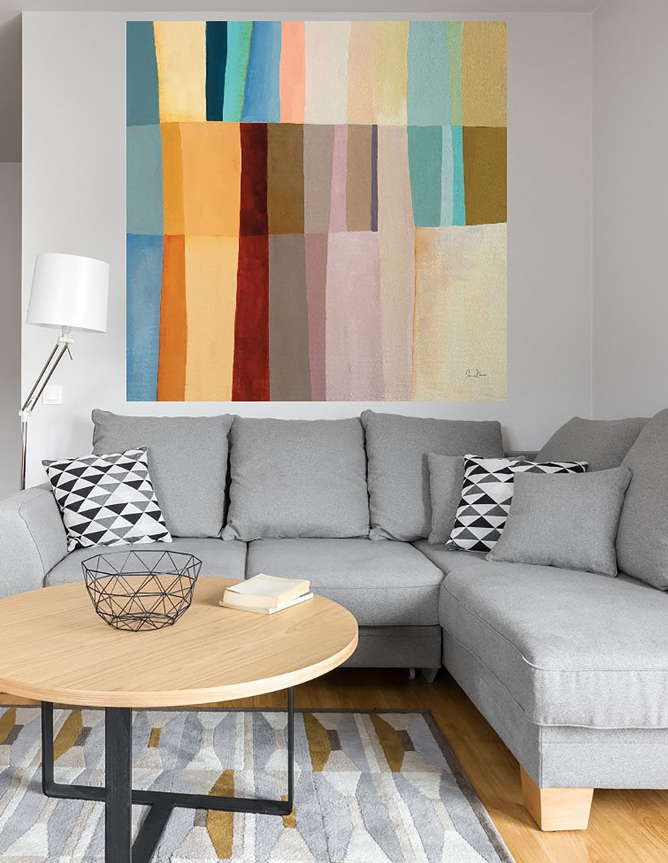 Cuadro decorativo Cosidos juntos I técnica mixta Formas 4